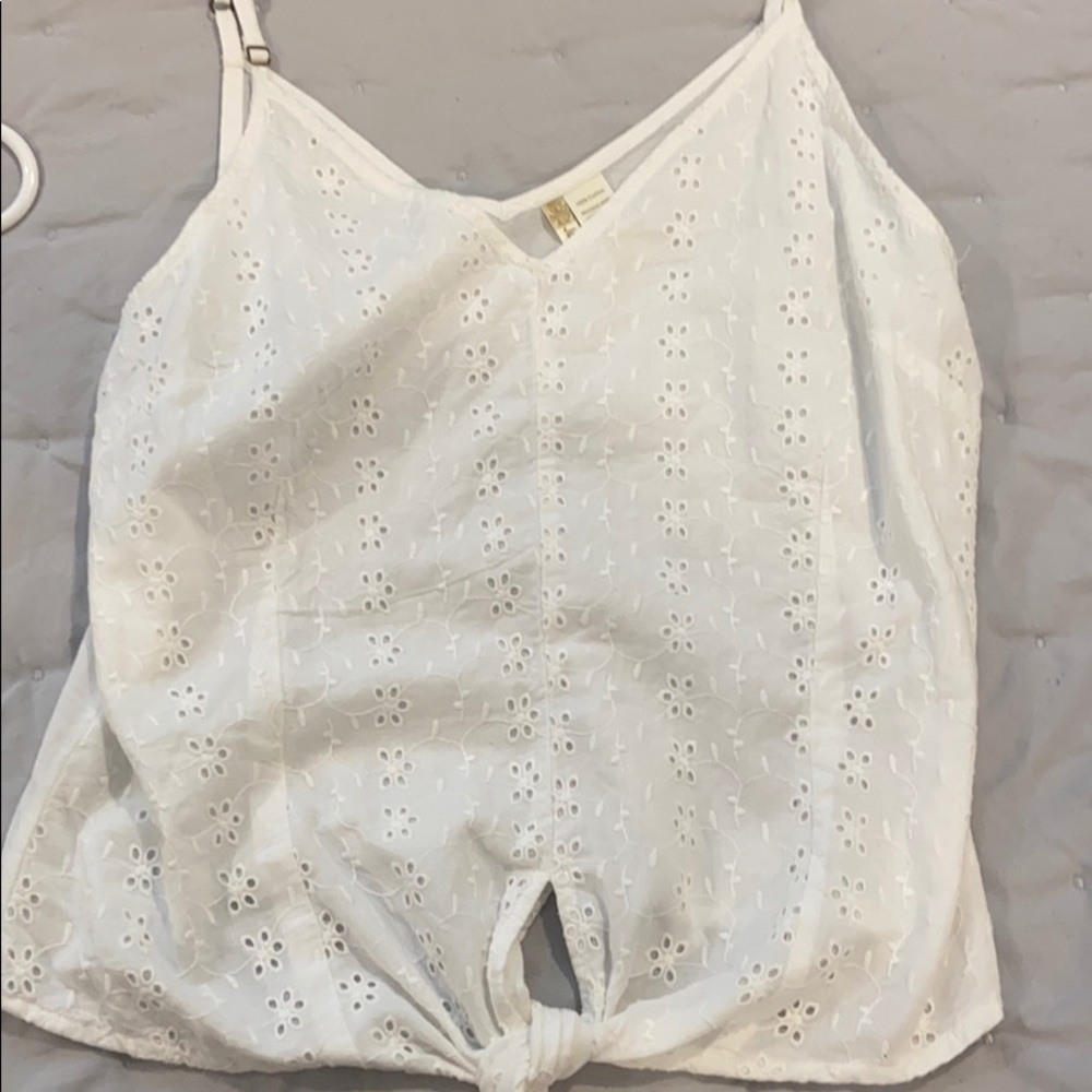 White lace tie shirt